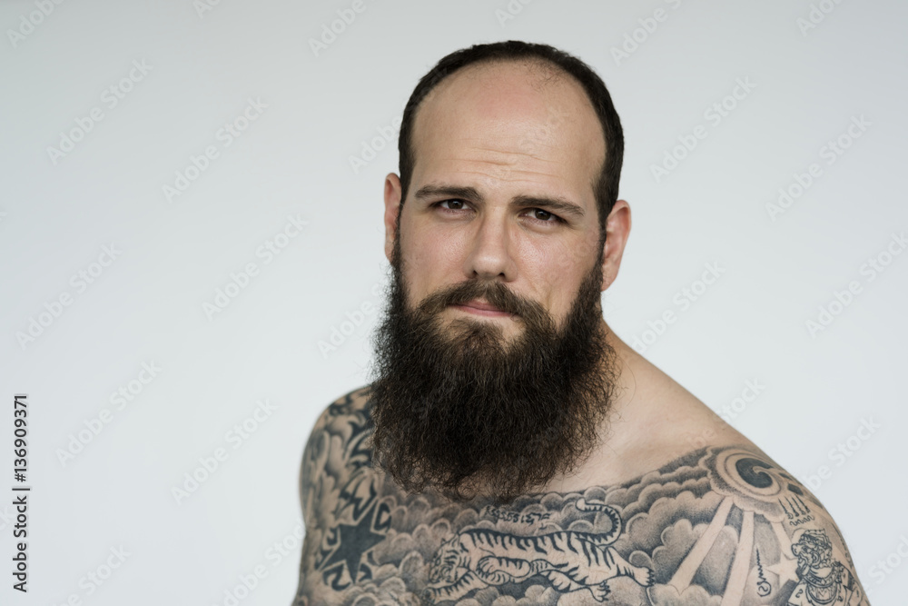 Fototapeta premium Studio People Shoot Portrait Isolated on White