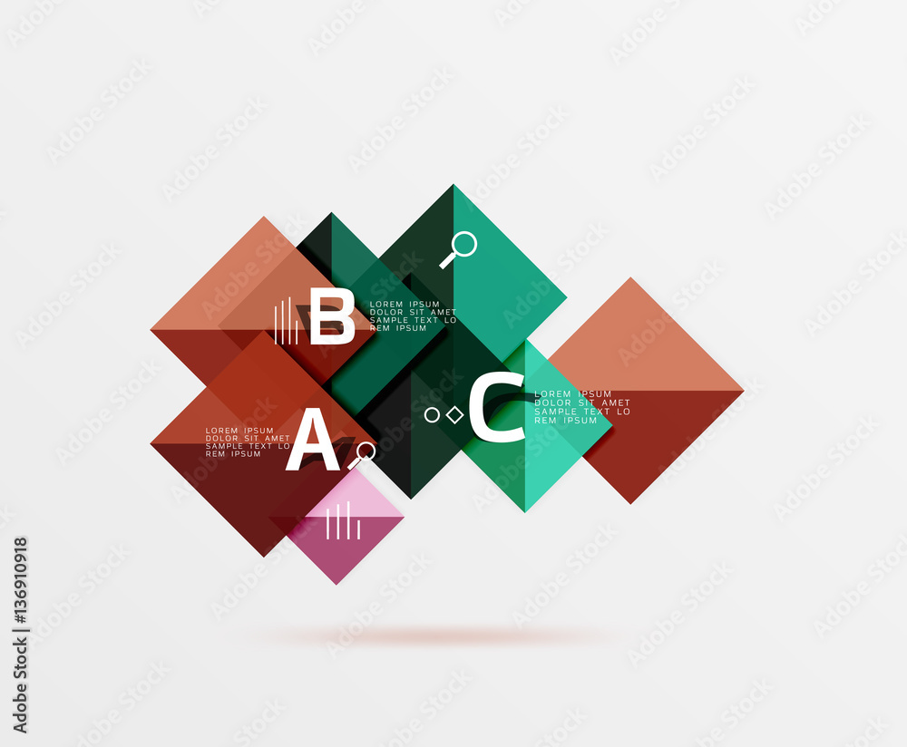 Modern flying square infographic Modern flying square infographic