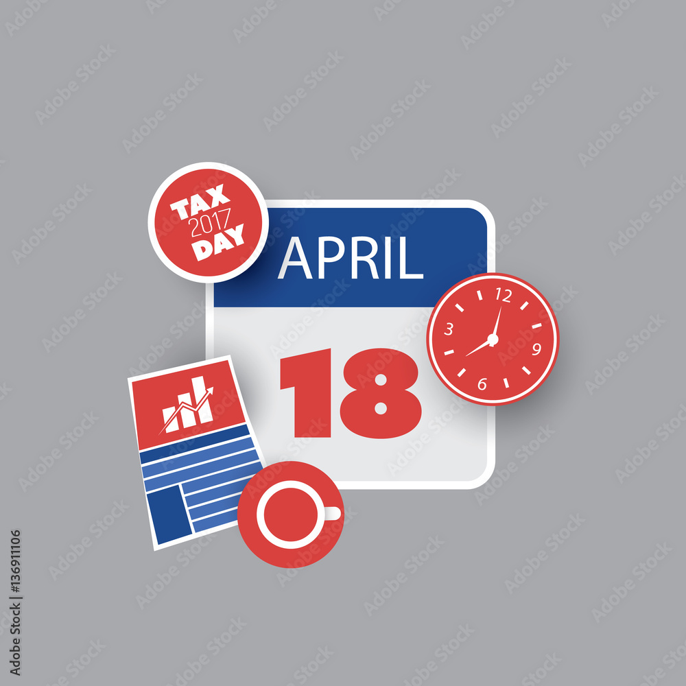  USA Tax Day Reminder Concept - Calendar Design Template 2017