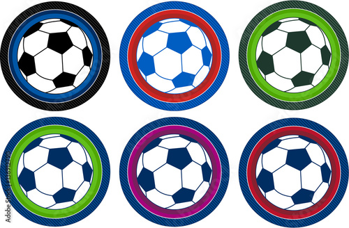 Six Cartoon Soccer Footballs