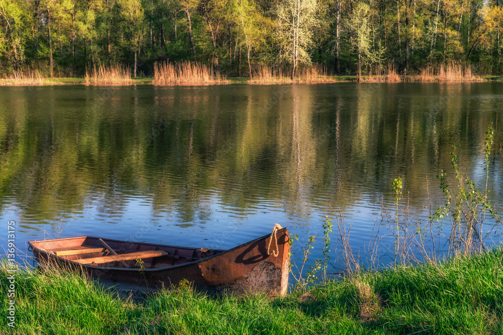 Boat on the river bank 