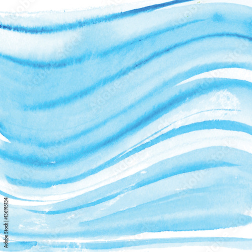 Handmade Painting watercolor blue sea, paper texture