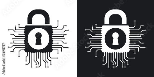 Vector information security concept icon. Two-tone version on black and white background