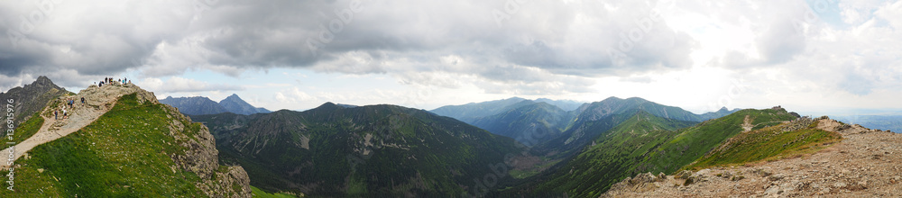 From peak Tatry mountain panoramic view