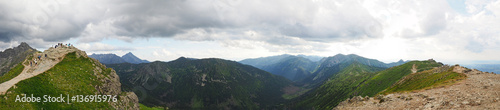 From peak Tatry mountain panoramic view