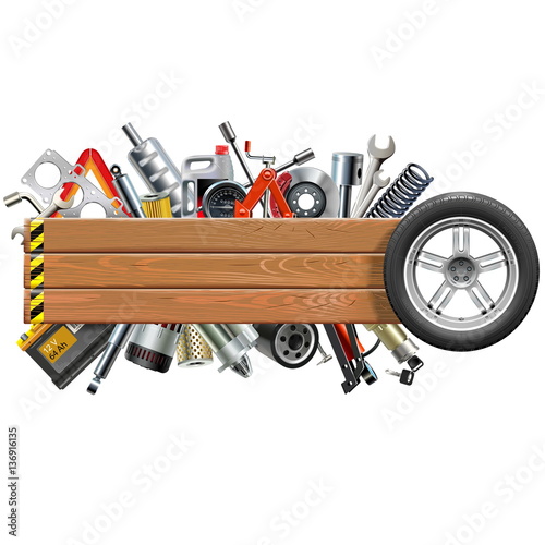 Vector Board with Wheel and Car Spares