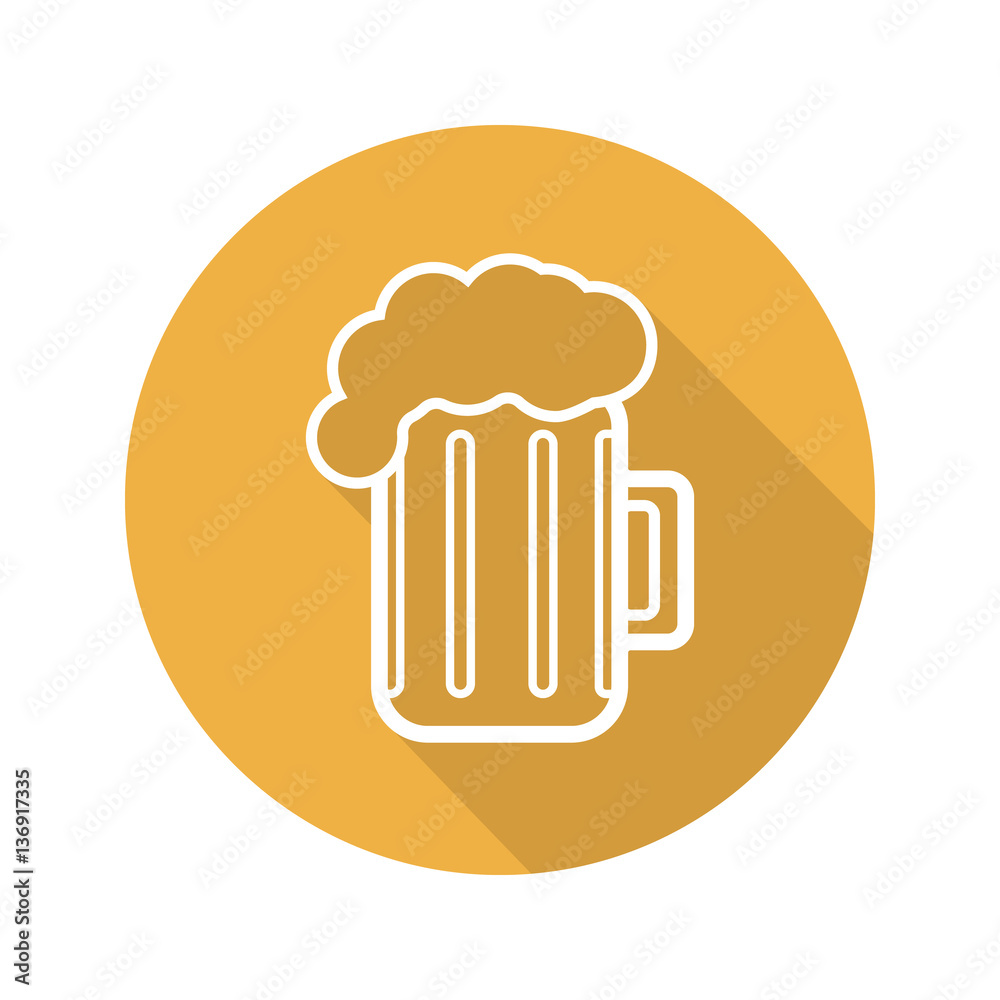 Beer mug flat linear long shadow icon Beer mug flat linear long shadow icon