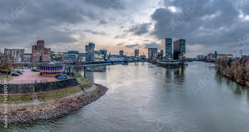 Wallpaper Mural Skyline of Duesseldorf after sunset Torontodigital.ca