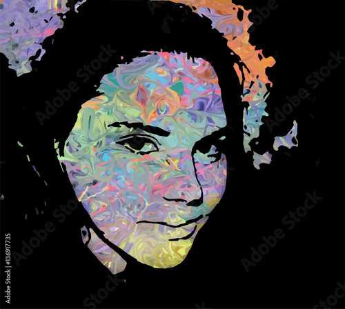 Abstract print colorful face