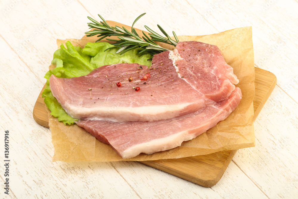 Raw pork steak