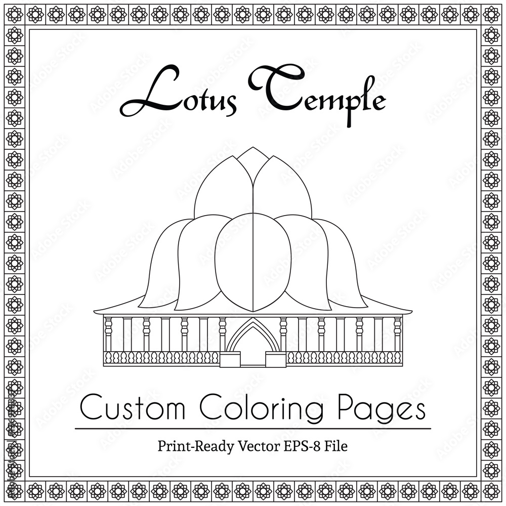 Lotus Temple in India Coloring Book