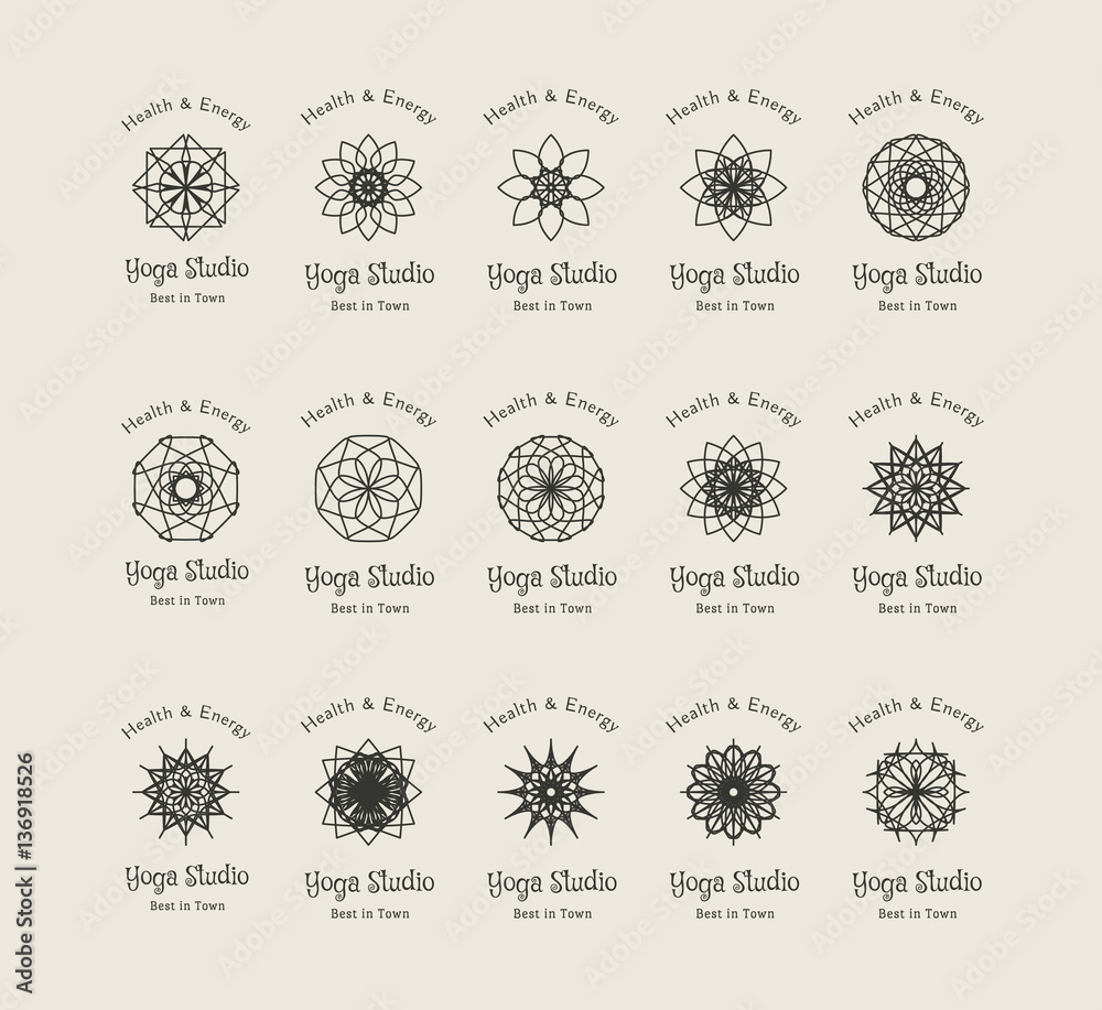 Yoga Studio Vector Logo Templates Set