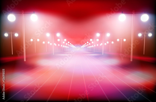 Illuminated way in the city. Vector illustration.