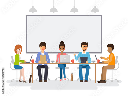 Businessmen and businesswomen meeting