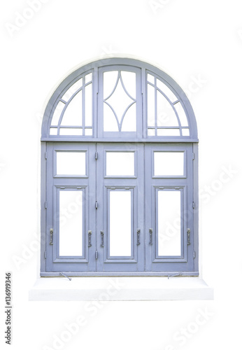 Blue classical window on white