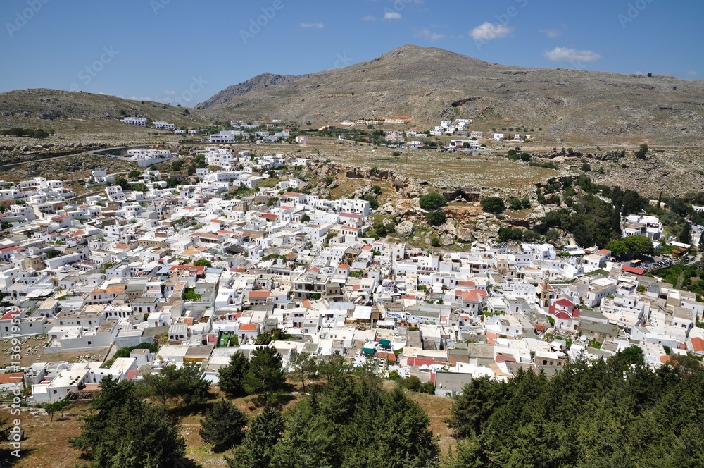 The City of Lindos (Rhodes Island) on a Hot Sunny Day