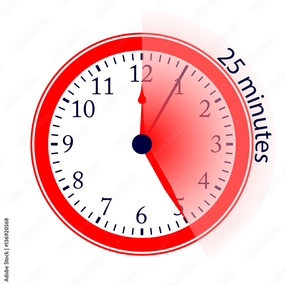 Clock 25 Minutes To Go Vector Illustration Clock 25 Minutes To Go Vector Illustration