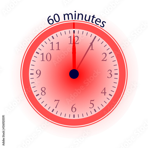 Clock 60 Minutes To Go Vector Illustration