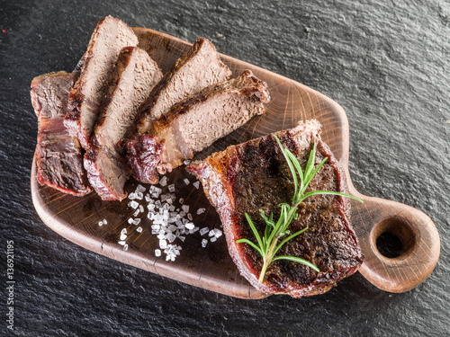 Well-done steak Ribeye.