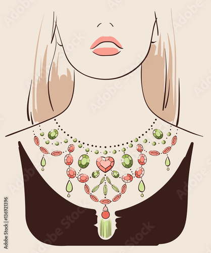 Beautiful woman wearing a necklace