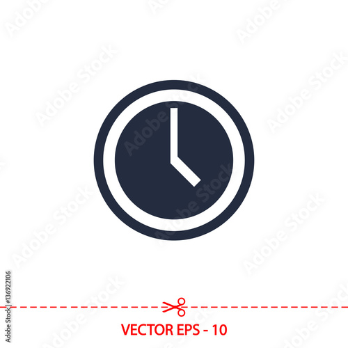 clock icon, vector illustration. Flat design style