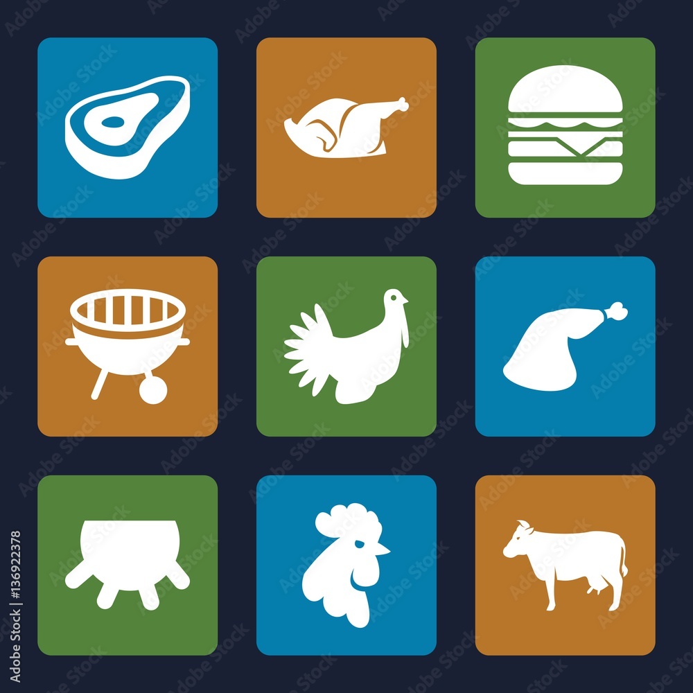 Set of 9 meat filled icons Set of 9 meat filled icons