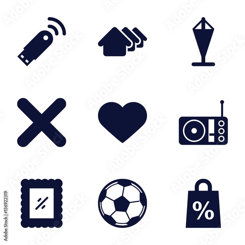 Set of 9 web filled icons