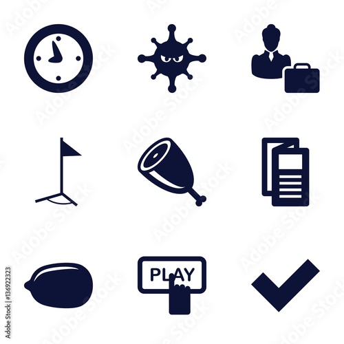 Set of 9 web filled icons