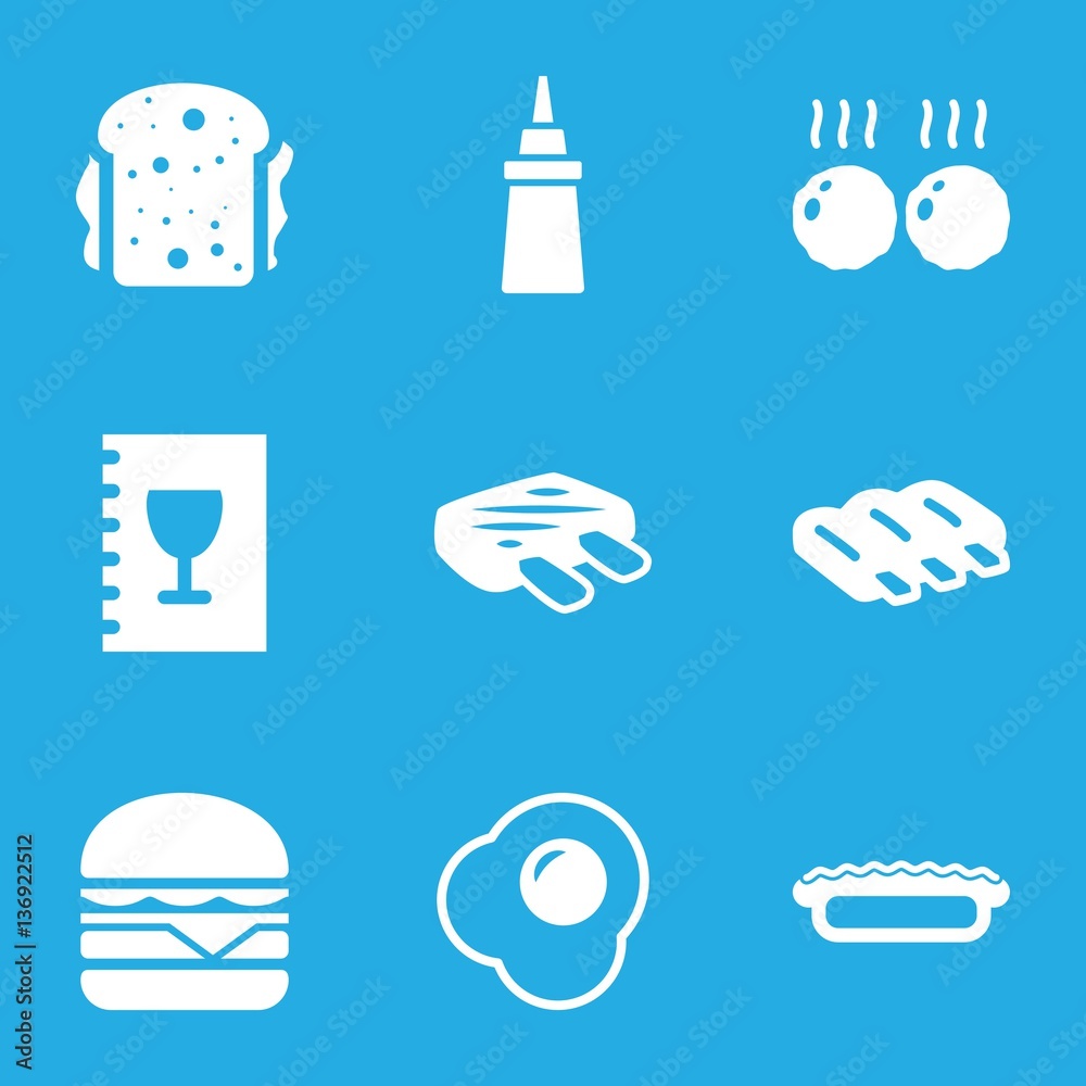 Set of 9 meal filled icons Set of 9 meal filled icons