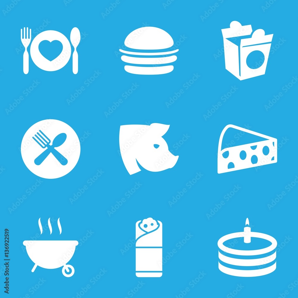 Fototapeta premium Set of 9 meal filled icons