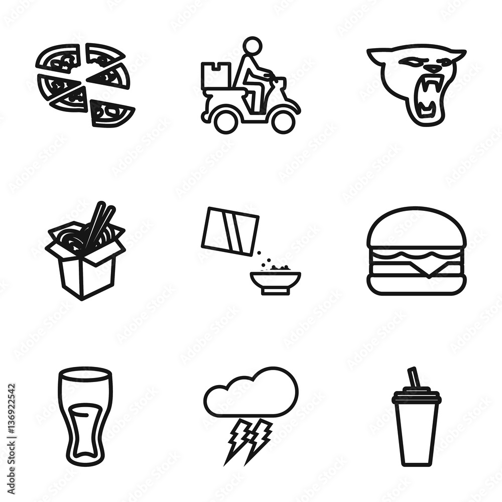 Set of 9 fast outline icons Set of 9 fast outline icons
