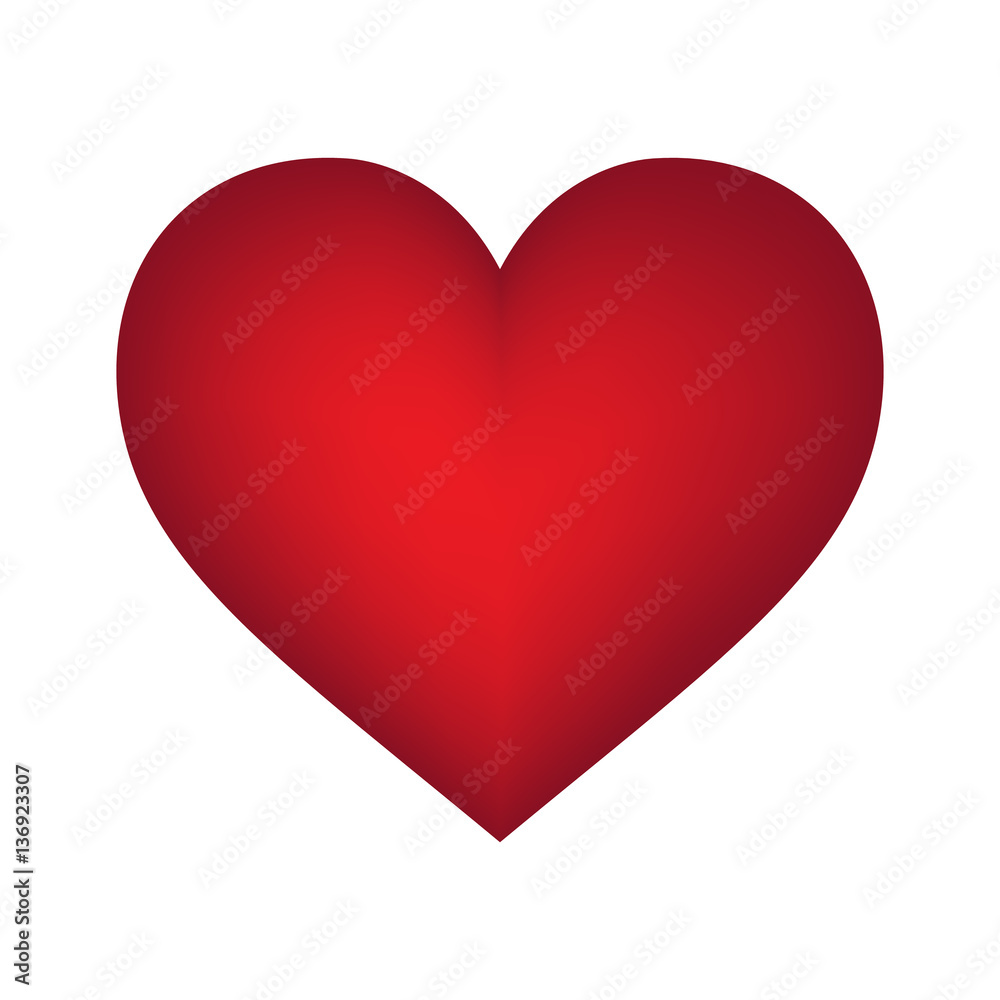 vector realistic red heart on white background