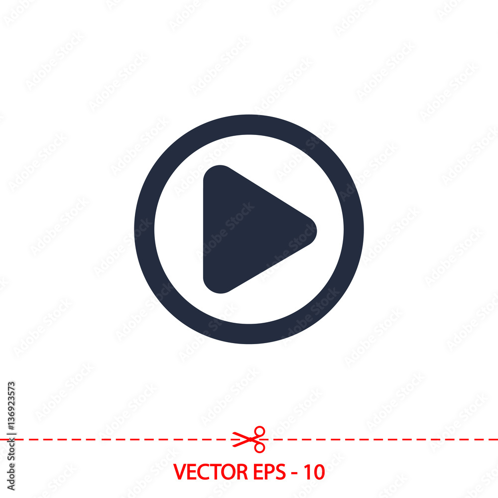 Play button web icon, vector illustration. Flat design style Play button web icon, vector illustration. Flat design style