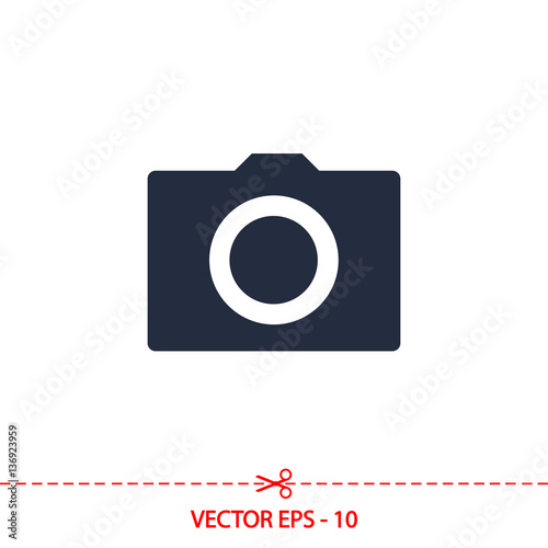 Camera icon; vector illustration. Flat design style