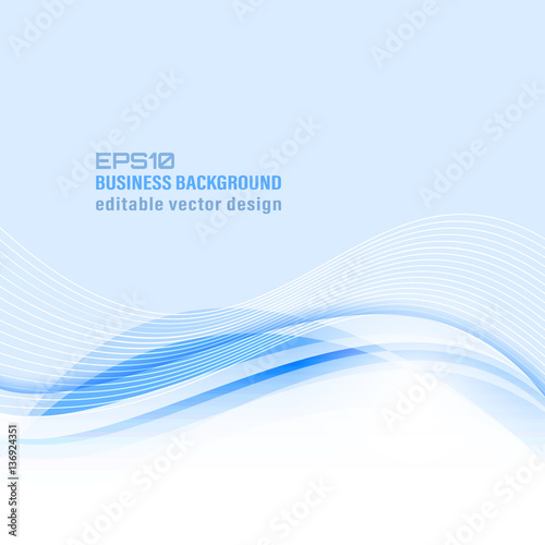 Wavy blue lines abstract vector business background.