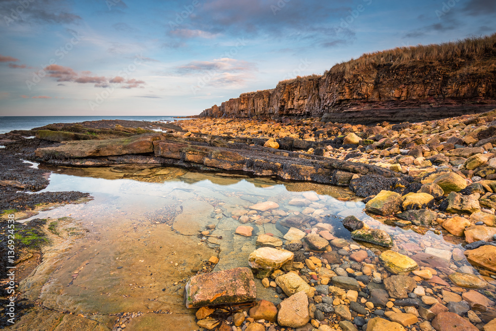 Rock Pool below Ebb's Nook, also known as Beadnell Point, is a headland just north of Beadnell harbour