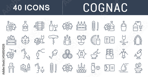 Set Vector Flat Line Icons Cognac