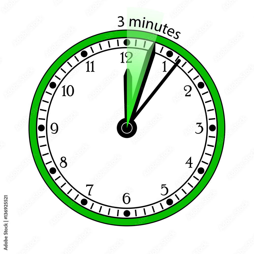 Clock 3 Minutes To Go Vector Illustration Stock Vector Adobe Stock