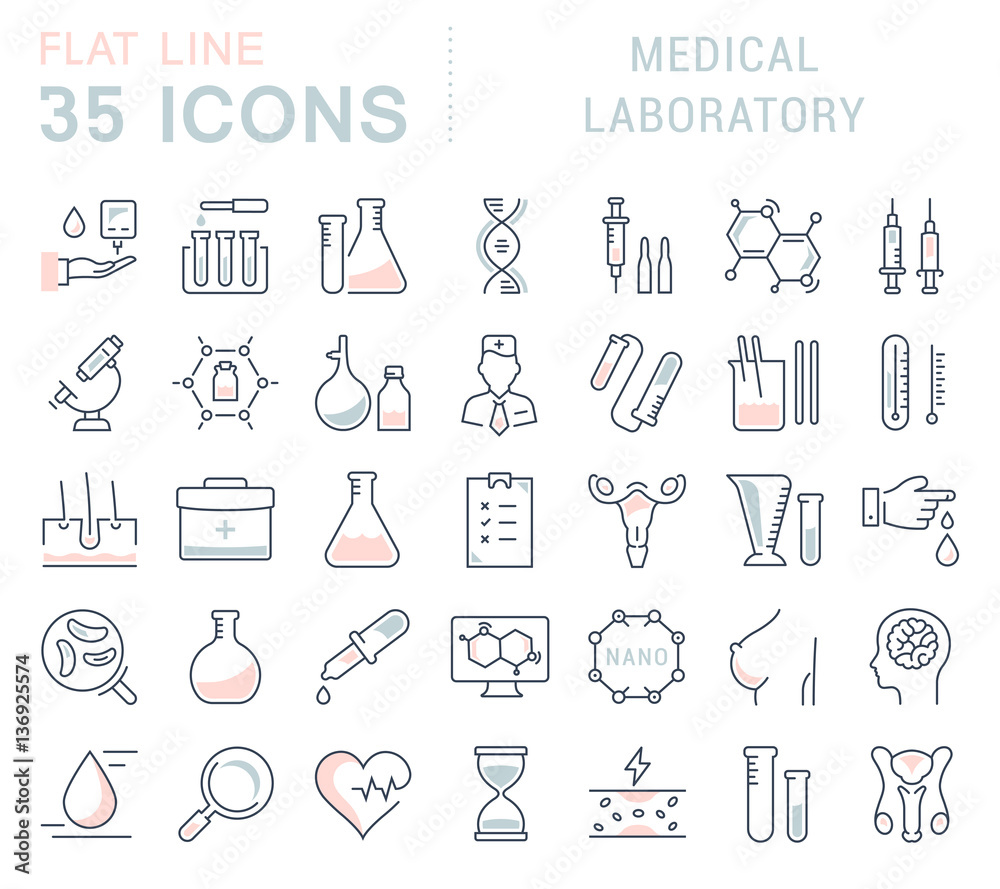 Set Vector Flat Line Icons Medical Laboratory Set Vector Flat Line Icons Medical Laboratory