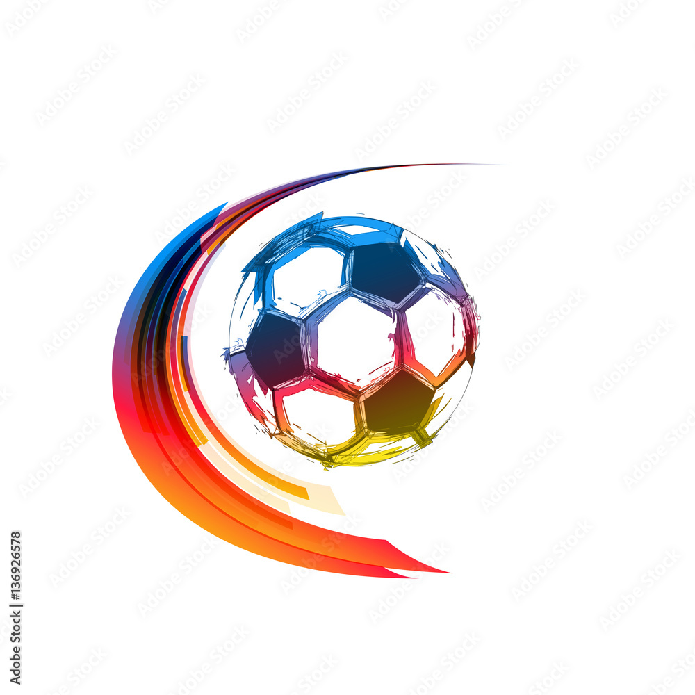 Obraz premium Football or soccer color balls with motion trails