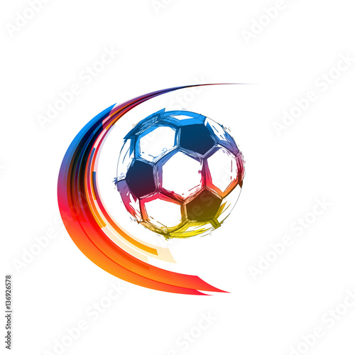 Football or soccer color balls with motion trails