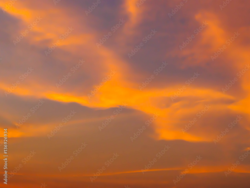 blurred sky at sunset for background