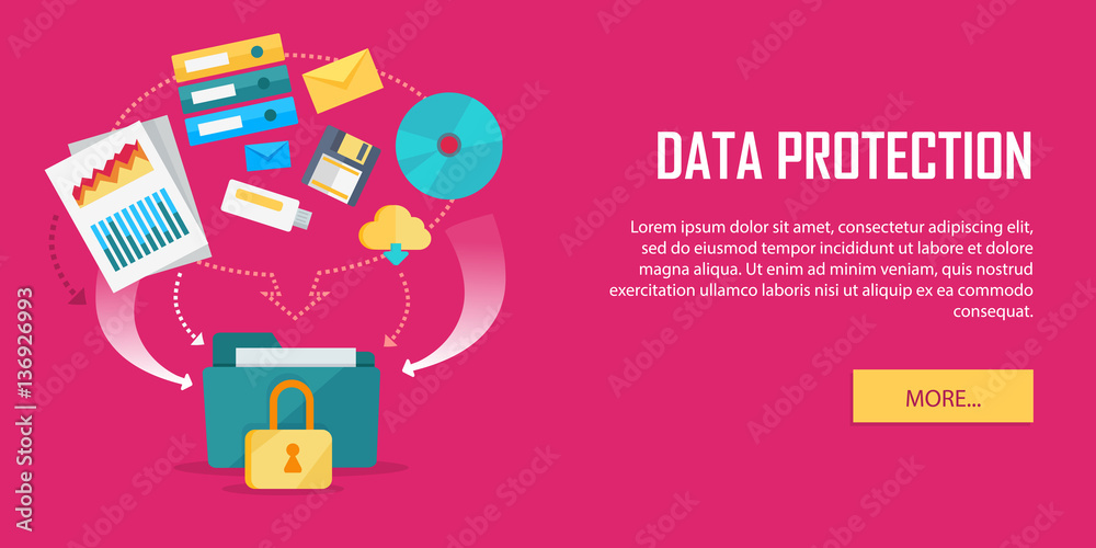 Data Protection Video Web Banner in Flat Style