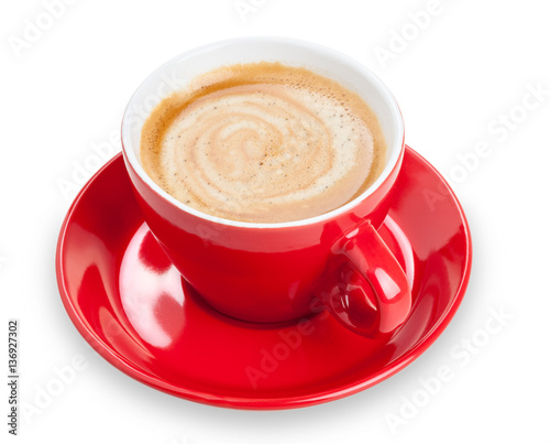 Red cup with coffee isolated