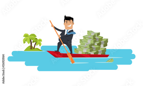 Escape With Money Concept Flat Design Vector