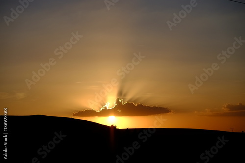 sunset in the village