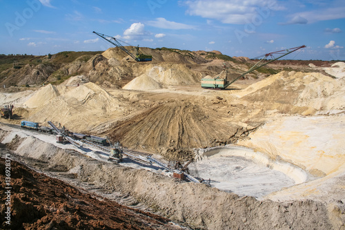 Dragline excavator in a clay quarry near the town of Polohy in the Zaporizhya region of Ukraine. September 2005 photo