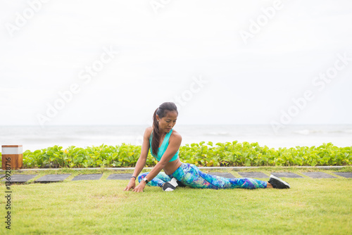 Girl doing yoga in Bali, Indonesia