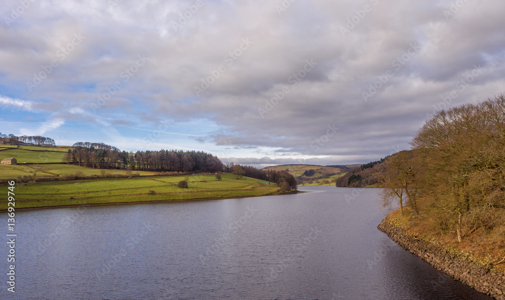 Late winters day at Ladybower reservoir, Upper Derwent valley, Derbyshire, UK