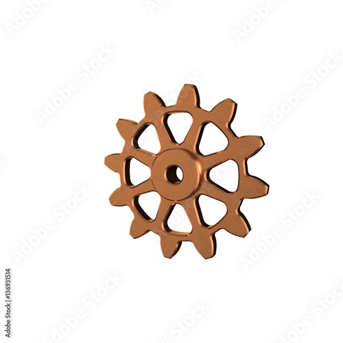 Metallic cogwheel. Isolated...